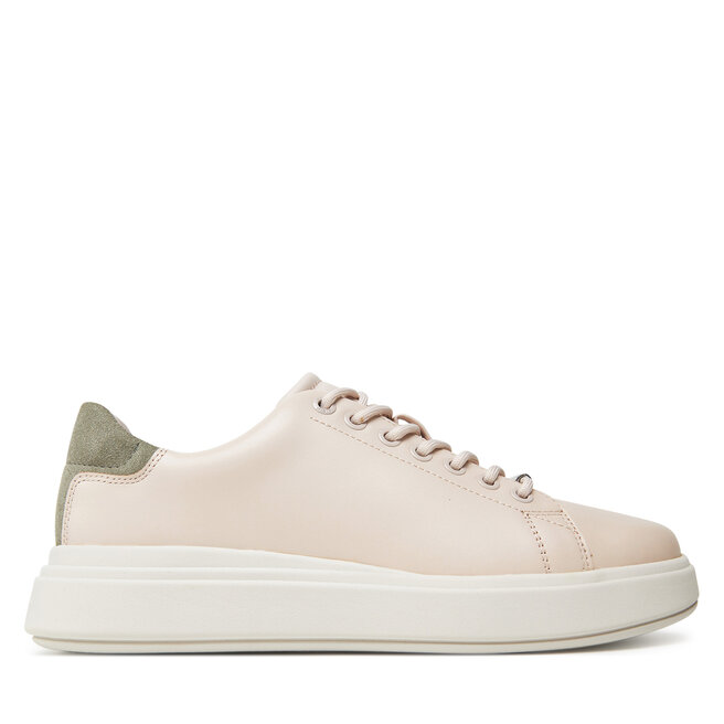 Sneakersy Calvin Klein Cupsole Lace Up Lth HW0HW02540 Beżowy - kobiece
