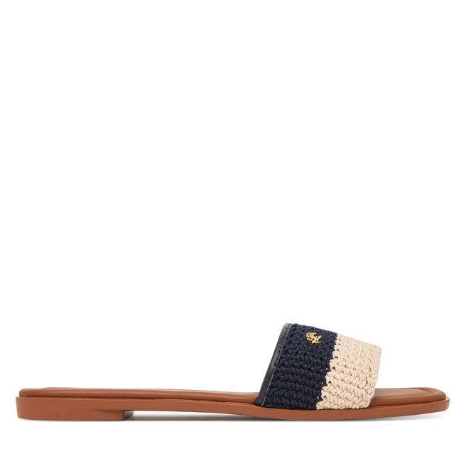 Klapki Tommy Hilfiger Flat Mule Crochet FW0FW09513 Granatowy -