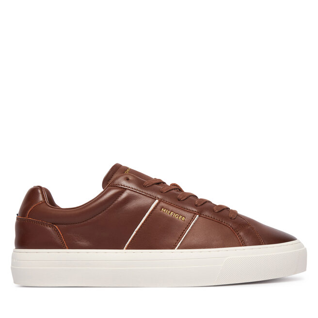 Sneakersy Tommy Hilfiger Dress Casual Leather Sneaker FM0FM05989 Brązowy - męskie