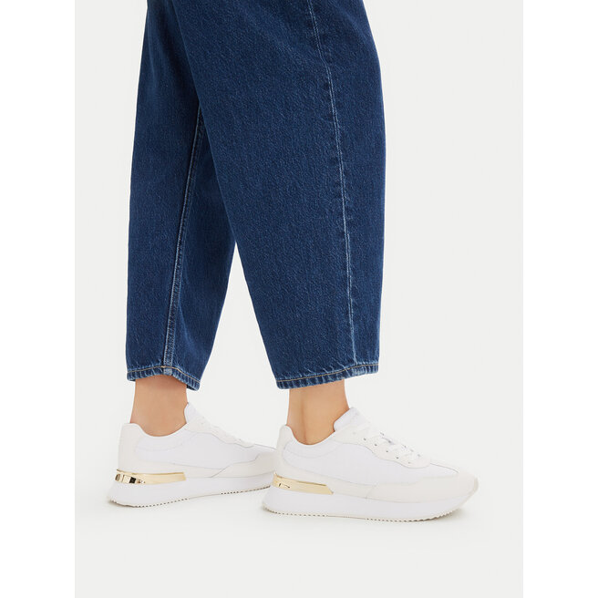 Sneakersy Tommy Hilfiger Th Chic Monogram Runner FW0FW09464 Biały - kobiece