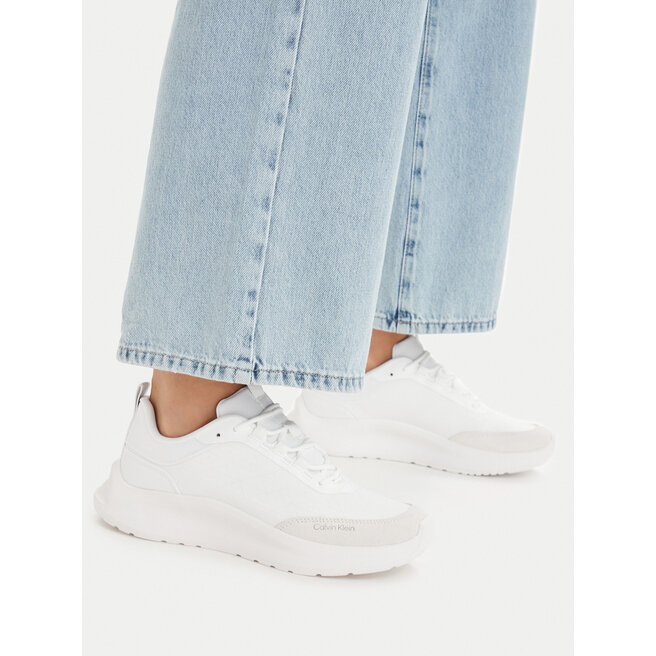Sneakersy Calvin Klein Light Eva Runn Laceup Aop HW0HW03292 Biały - kobiece