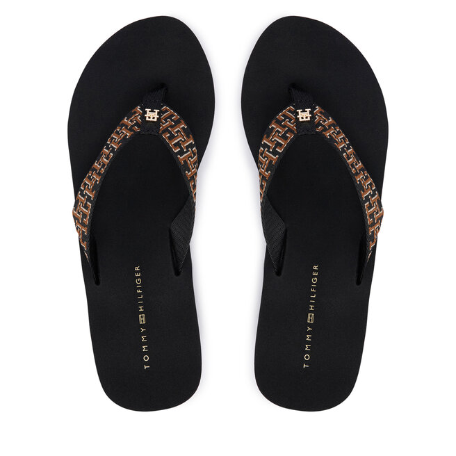 Japonki Tommy Hilfiger Wedge Summer Sandal Mono FW0FW09698 Czarny -