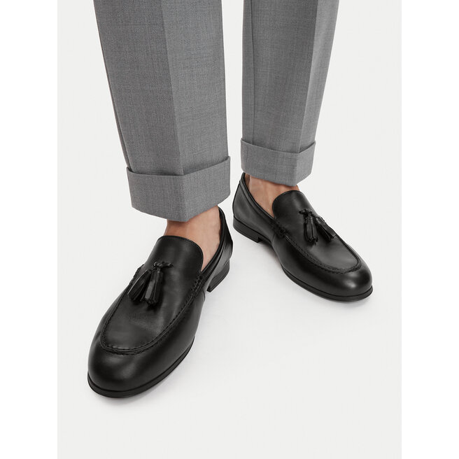 Loafersy Tommy Hilfiger Flex Hilfiger Lth Tassel Loafer FM0FM05891 Czarny - męskie