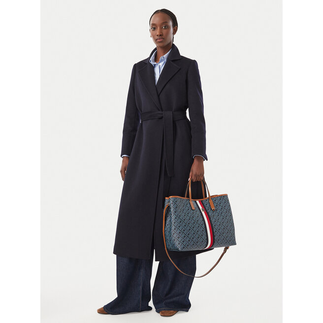 Torebka Tommy Hilfiger Th Monoplay Satchel Corp AW0AW19516 Granatowy -