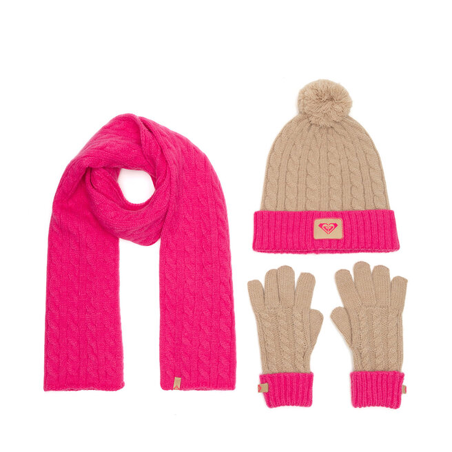 Zestaw czapka, szalik i rękawiczki Roxy RX-KF-001-AW24 Różowy - dziecięce
