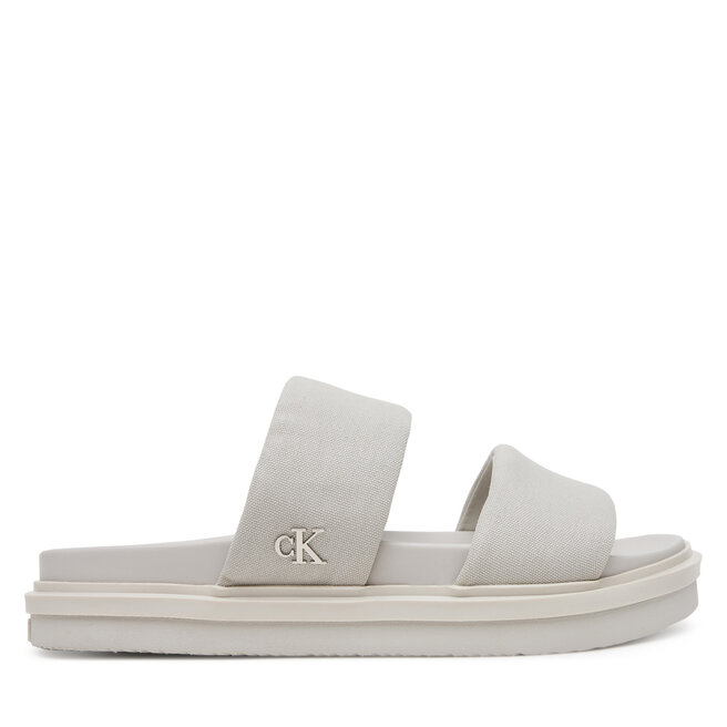 Klapki Calvin Klein Jeans Flat Molded Dbl Bar Sandal Cv YM0YM01222 Szary -
