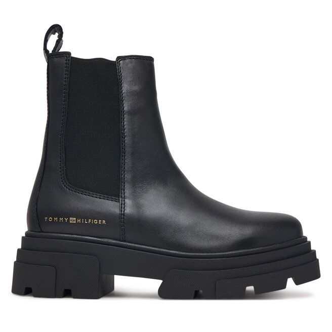 Sztyblety Tommy Hilfiger Leather Chunky Chelsea Boot FW0FW09679 Czarny - kobiece