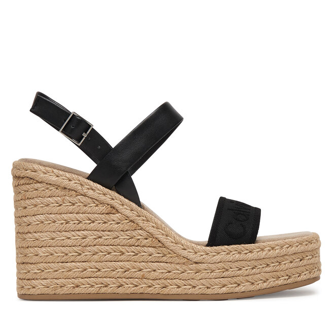 Espadryle Calvin Klein Wedge Espad 70 Webbing Lth HW0HW02901 Czarny - kobiece