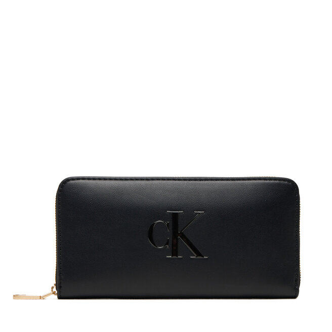 Portfel Calvin Klein Bold Ck Long Zip Around LV04F1077G Czarny -
