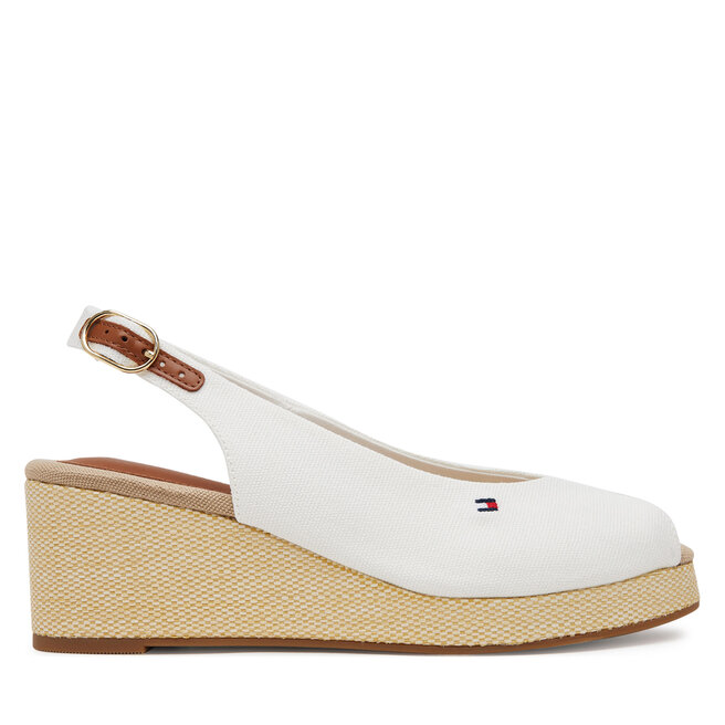 Espadryle Tommy Hilfiger Flag Mid Wedge Espad Slingback FW0FW08595 Biały - kobiece