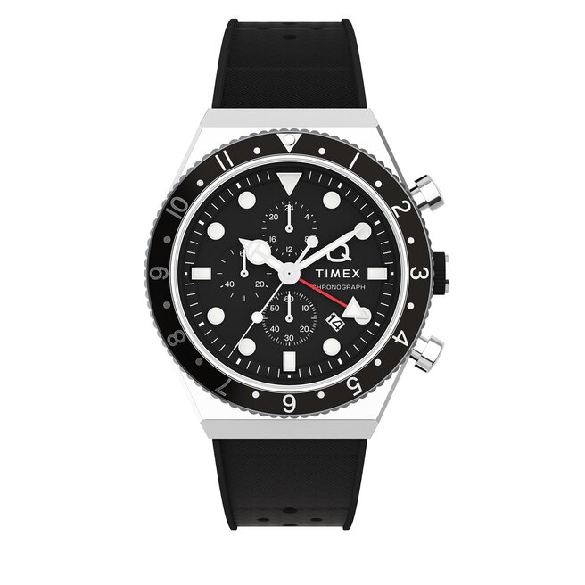 Zegarek Timex Q Timex Three Time Zone Chronograph TW2V70000 Czarny -