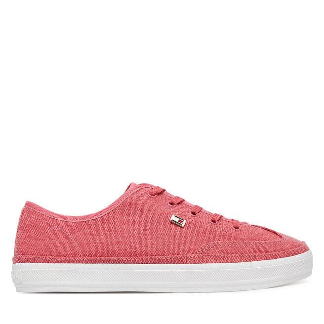 Sneakersy Tommy Hilfiger Washed Canvas Vulc Sneaker FW0FW08894 Różowy - kobiece