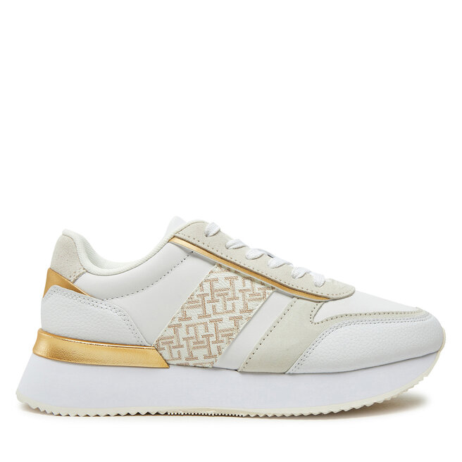 Sneakersy Tommy Hilfiger Lux Monogram Runner FW0FW08387 Biały - kobiece