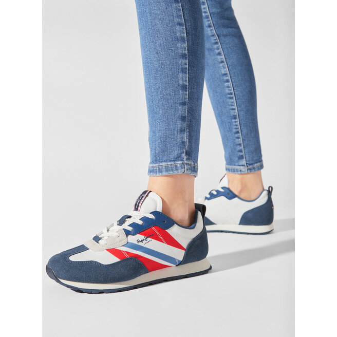Sneakersy Pepe Jeans Foster Boy Print PBS30554 Niebieski - chłopięce