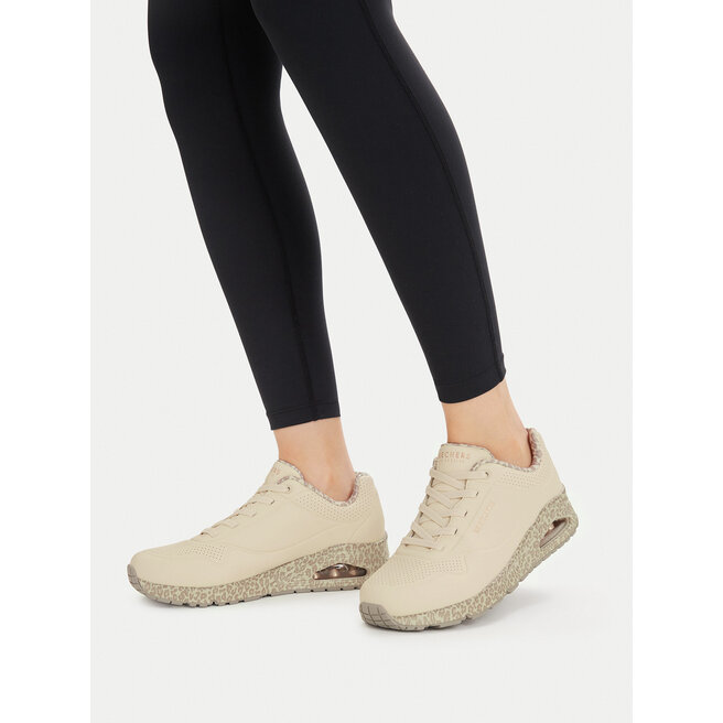 Sneakersy Skechers Uno - Safari Time 155412/WHLD Beżowy - kobiece