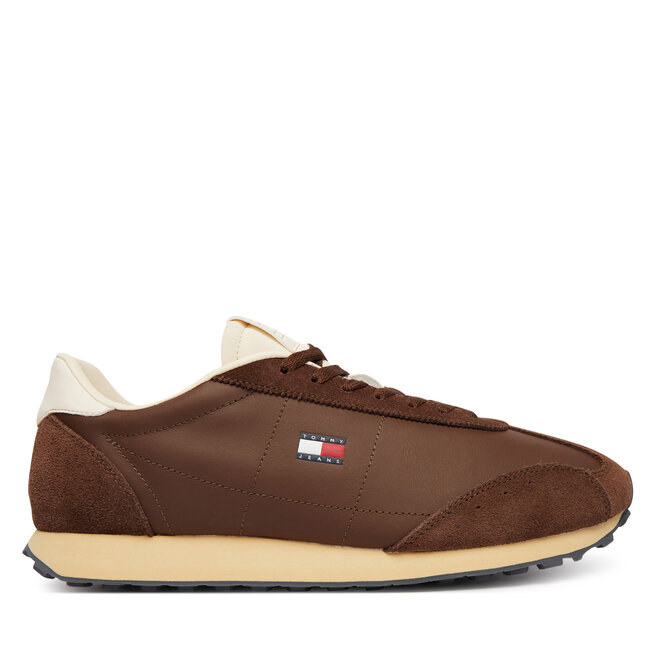 Sneakersy Tommy Jeans Tjm Retro Runner Archive Mix Mat EM0EM01763 Brązowy - męskie