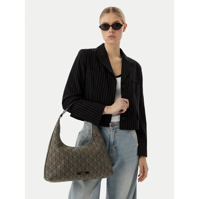 Torebka Calvin Klein Emblem Jacquard LV04F3635G Khaki -