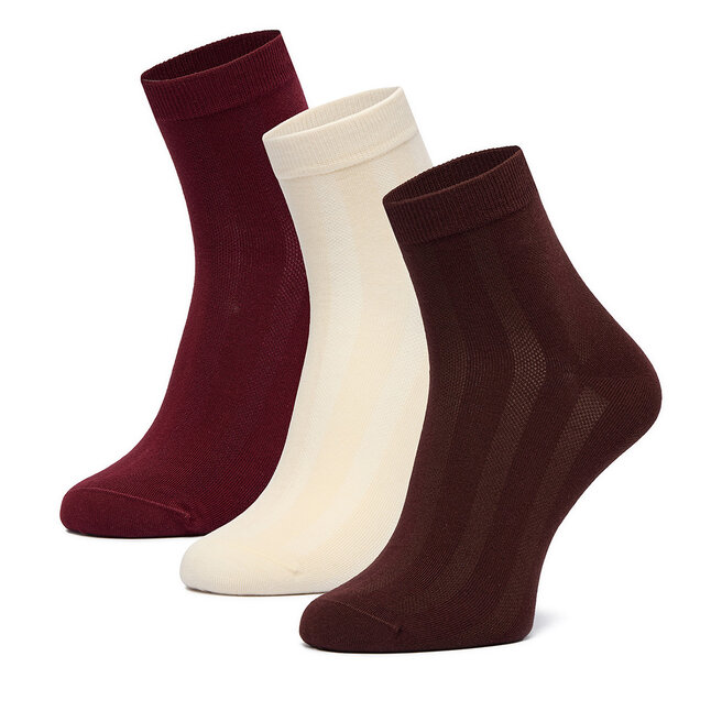 Skarpety krótkie Nine West CEO_BR_NW_25082_Z_AW26 (3 PACK) Bordowy - kobiece