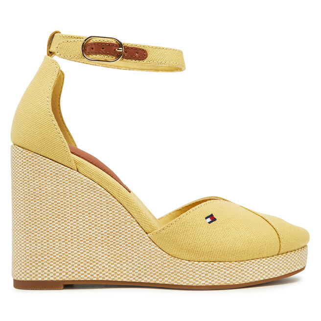 Półbuty Tommy Hilfiger Flag High Wedge Espad Closed Toe FW0FW08494 Żółty - kobiece