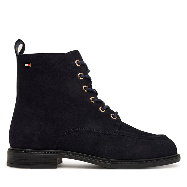 Trzewiki Tommy Hilfiger Enamel Flag Suede Lace-Up Boot FW0FW09681 Granatowy - kobiece