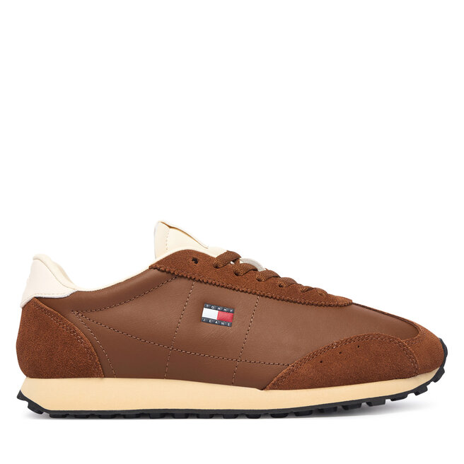 Sneakersy Tommy Jeans Retro Runner Archive Ltr EN0EN03097 Brązowy - kobiece