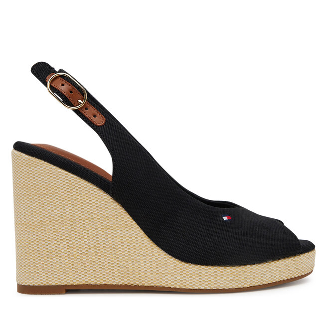 Espadryle Tommy Hilfiger Flag High Wedge Espad Slingback FW0FW08597 Czarny - kobiece