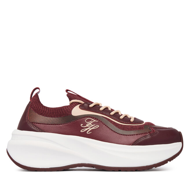 Sneakersy Tommy Hilfiger TH Wave Runner FW0FW09484 Bordowy - kobiece