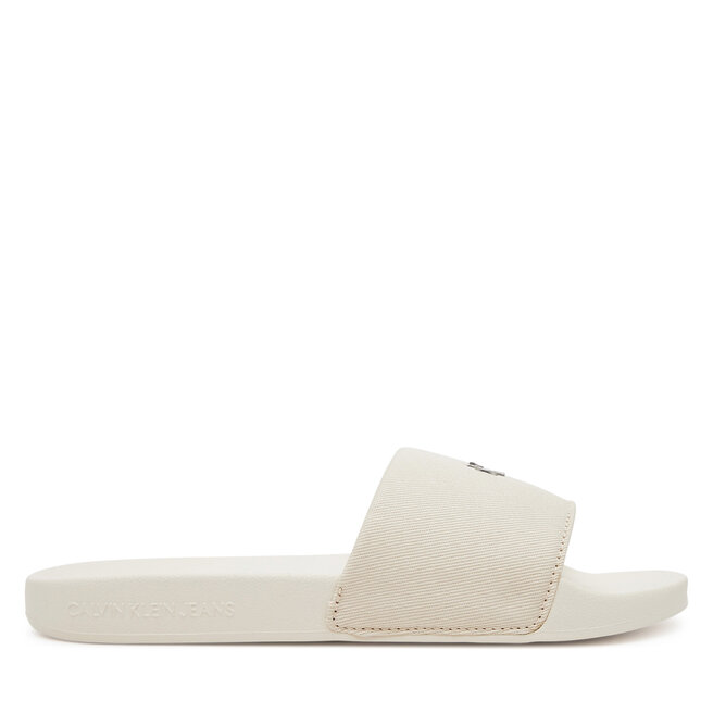 Klapki Calvin Klein Jeans Slide Monogram Hardware YW0YW01713 Écru -