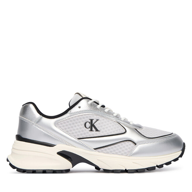 Sneakersy Calvin Klein Hike Runner Laceup Mesh Mix Met YM0YM01402 Srebrny - męskie