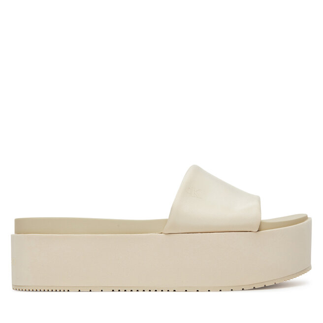 Klapki Calvin Klein Jeans Flatform Sandal Slide In Nylon YW0YW01791 Écru -