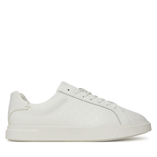 Sneakersy Calvin Klein Low Pro Cups Lace Up Lth Aop HW0HW02817 Biały - kobiece