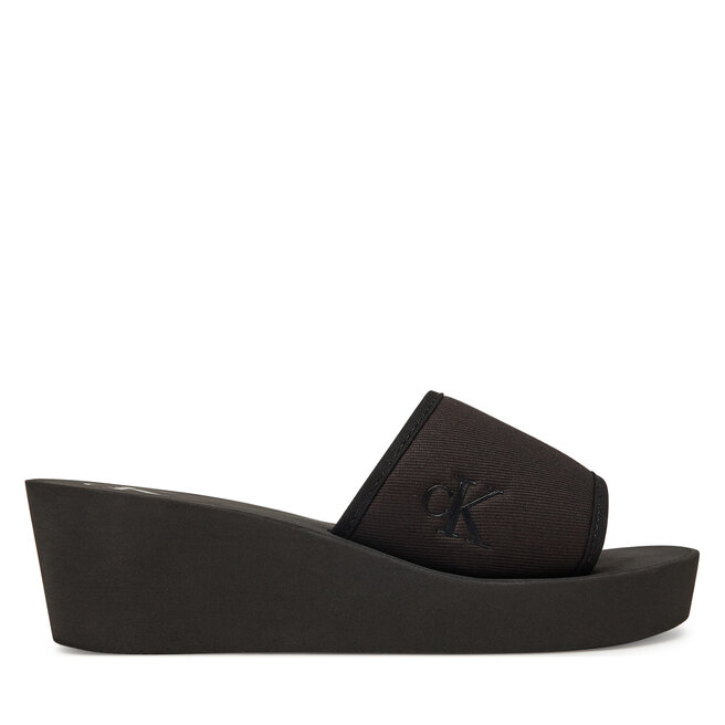 Klapki Calvin Klein Jeans Beach Wedge Slide Canvas YW0YW01725 Czarny -