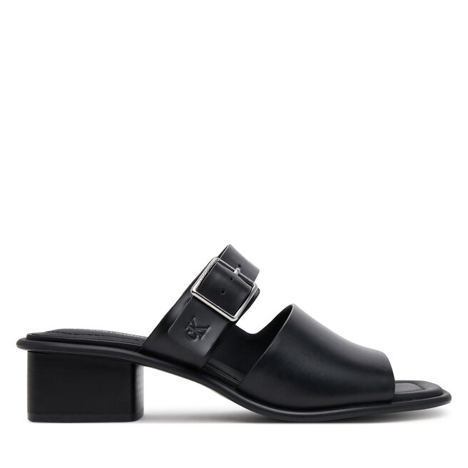 Klapki Calvin Klein Jeans Heel Square Mg Buckle Lth YW0YW01701 Czarny -