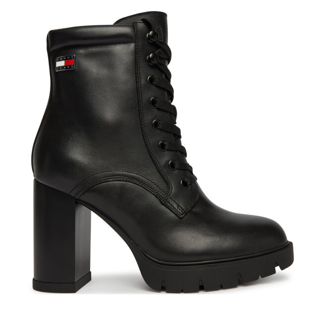 Botki Tommy Jeans Tjw Lace Up High Heel Boots EN0EN03109 Czarny - kobiece