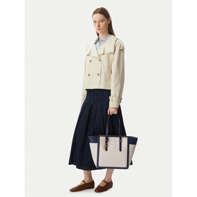 Torebka Tommy Hilfiger Th Script Tote Canvas AW0AW18829 Kremowy -