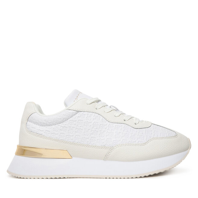 Sneakersy Tommy Hilfiger Th Chic Monogram Runner FW0FW09464 Biały - kobiece