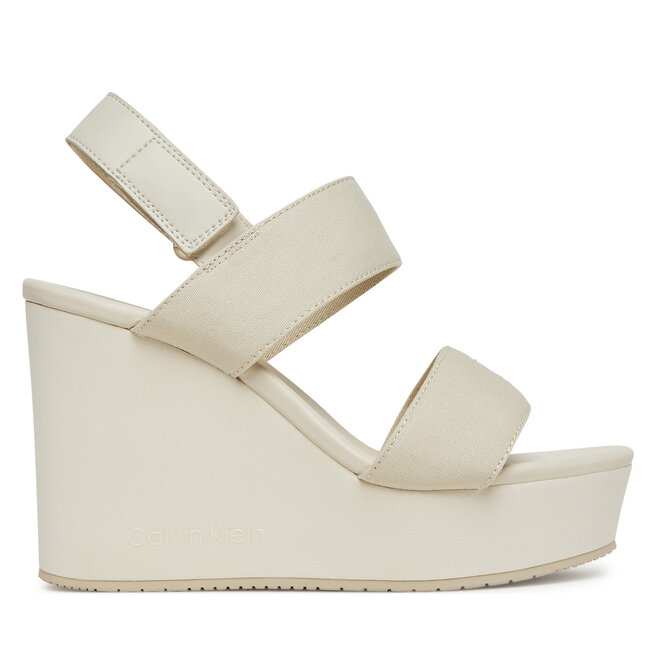 Sandały Calvin Klein Jeans Wedge Sandal Webbing In YW0YW01790 Szary - kobiece